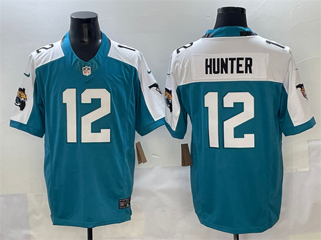 Men's Jacksonville Jaguars #12 Travis Hunter Teal/White 2025 Draft F.U.S.E. Florida Patch Vapor Limited Stitched Football Jersey